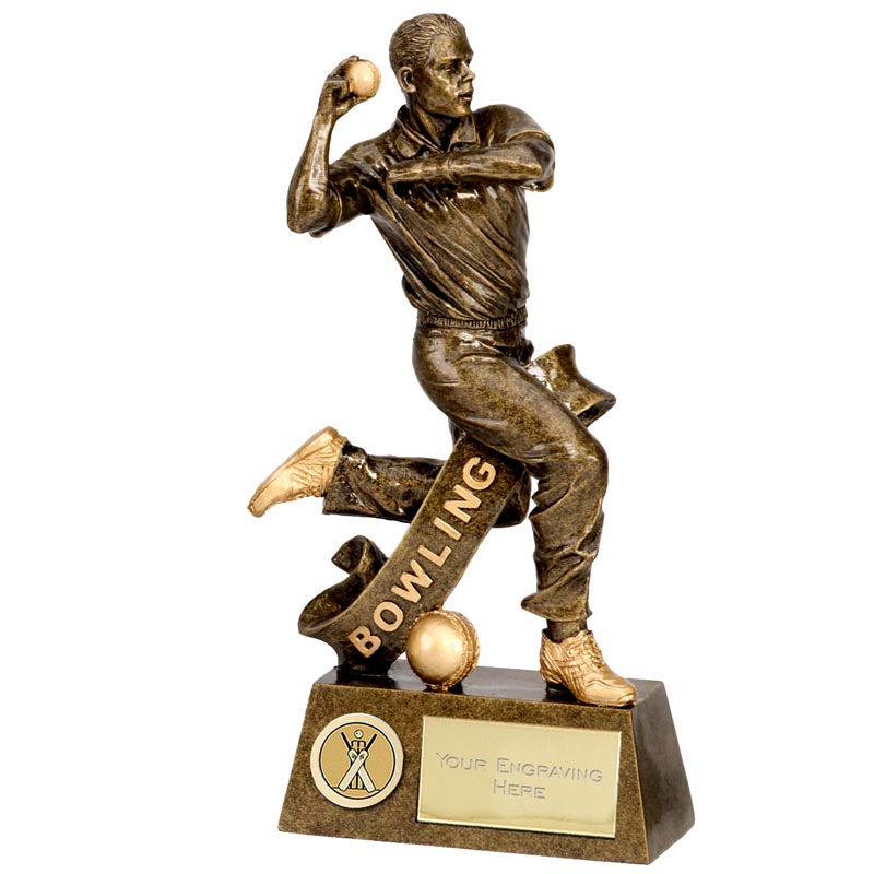 Cricket Bowler Trophy Gold Pinnacle Award