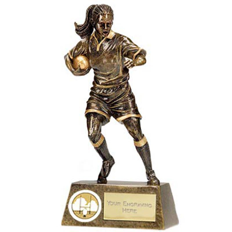 Womens Rugby Player Award Gold Pinnacle Trophy