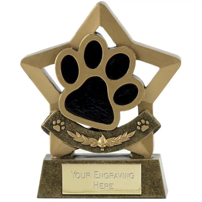mini star dog cat paw trophy award
