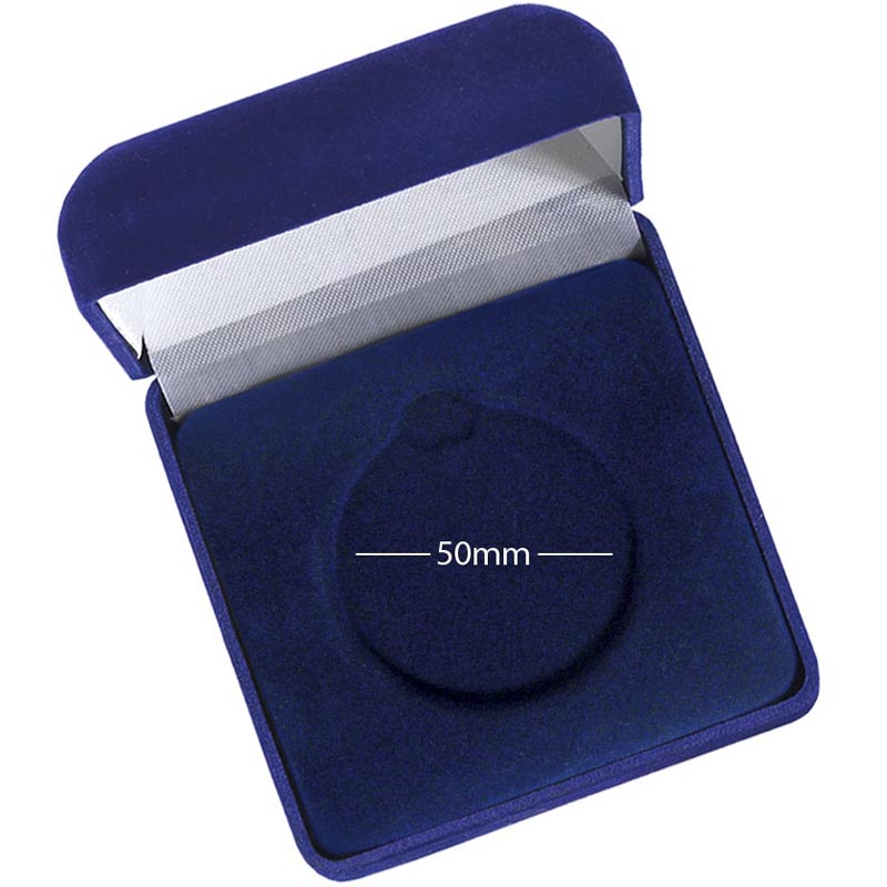 Large Blue Velvet Luxury Presentation Case for 5cm Medals