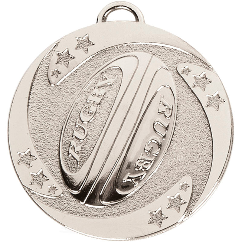 Silver Rugby Stars Target Medal 5cm