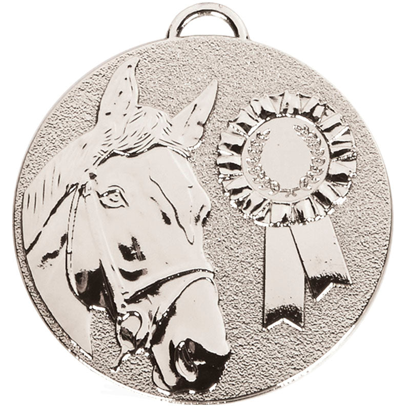 silver horse rosette medal 5cm