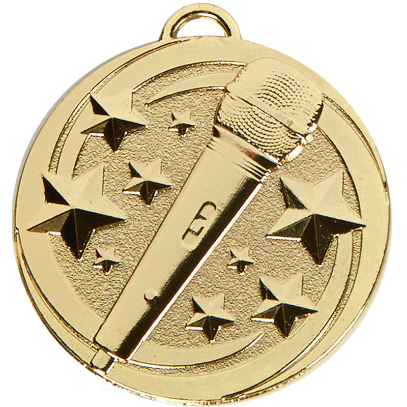 gold music microphone medal 5cm