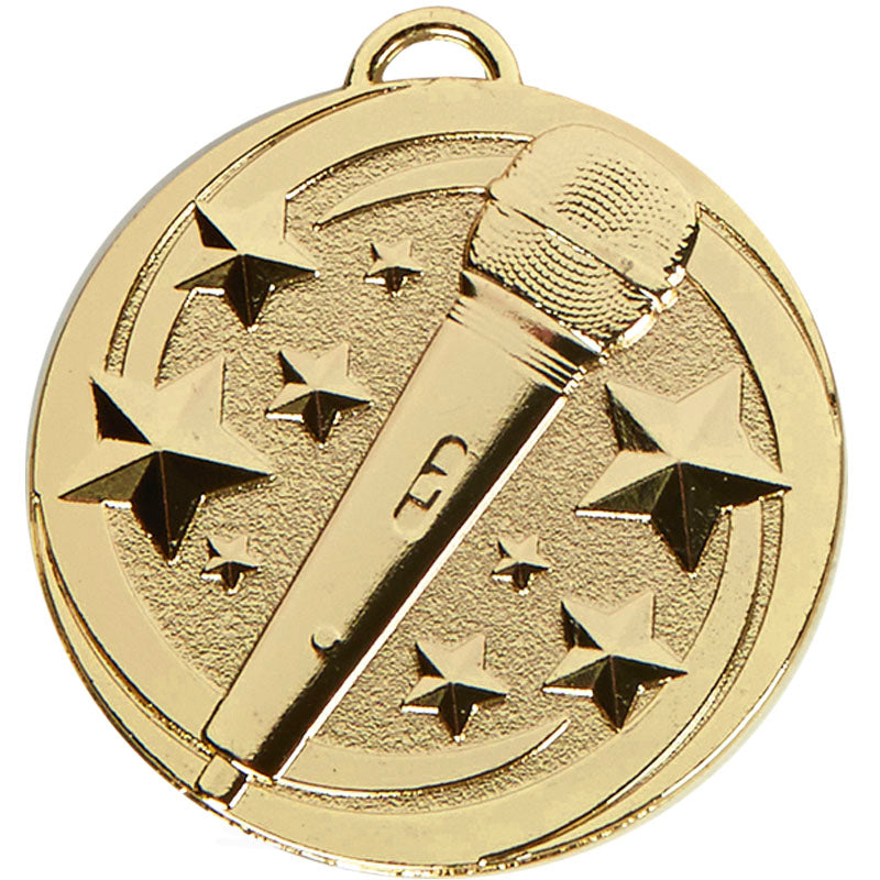 Gold Music Microphone Medal 5cm