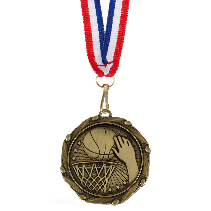 Basketball Medal Antique Gold 4.5cm