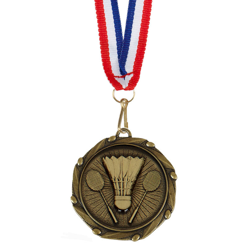 badminton medal antique gold 4 5cm