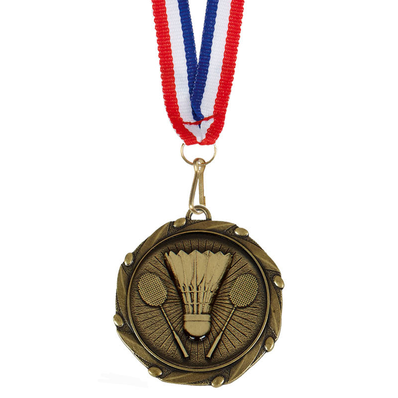 Badminton Medal Antique Gold 4.5cm