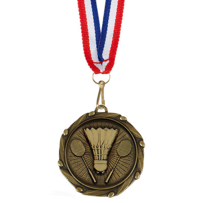 badminton medal antique gold 4 5cm