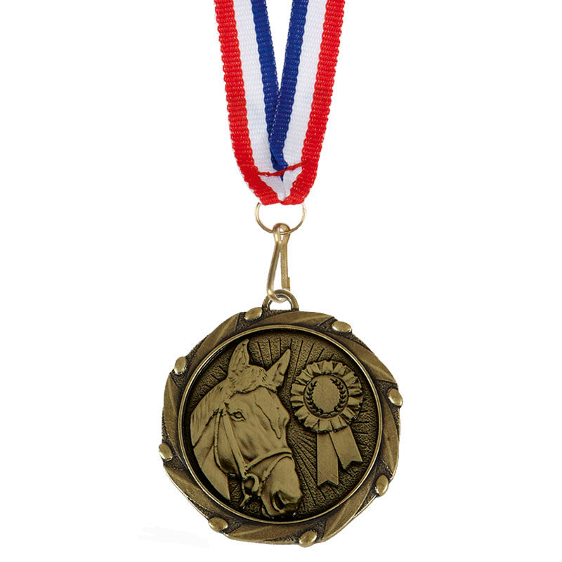 Horse Medal Antique Gold 4.5cm