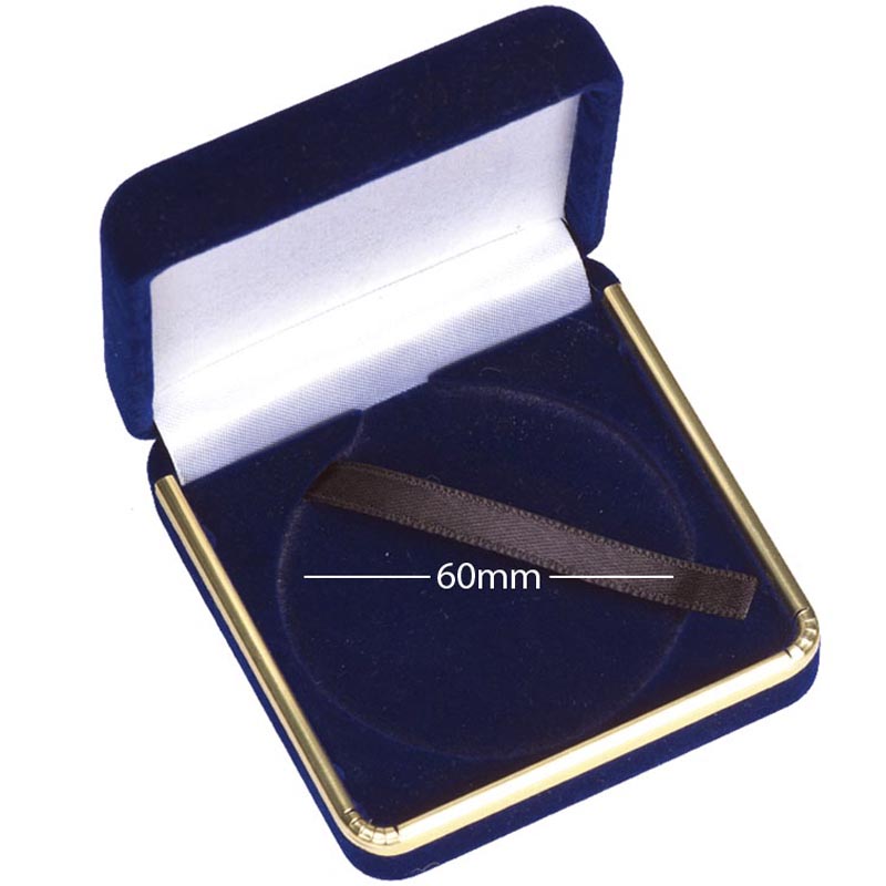 luxury medal presentation case with gold trim fits 6cm medals