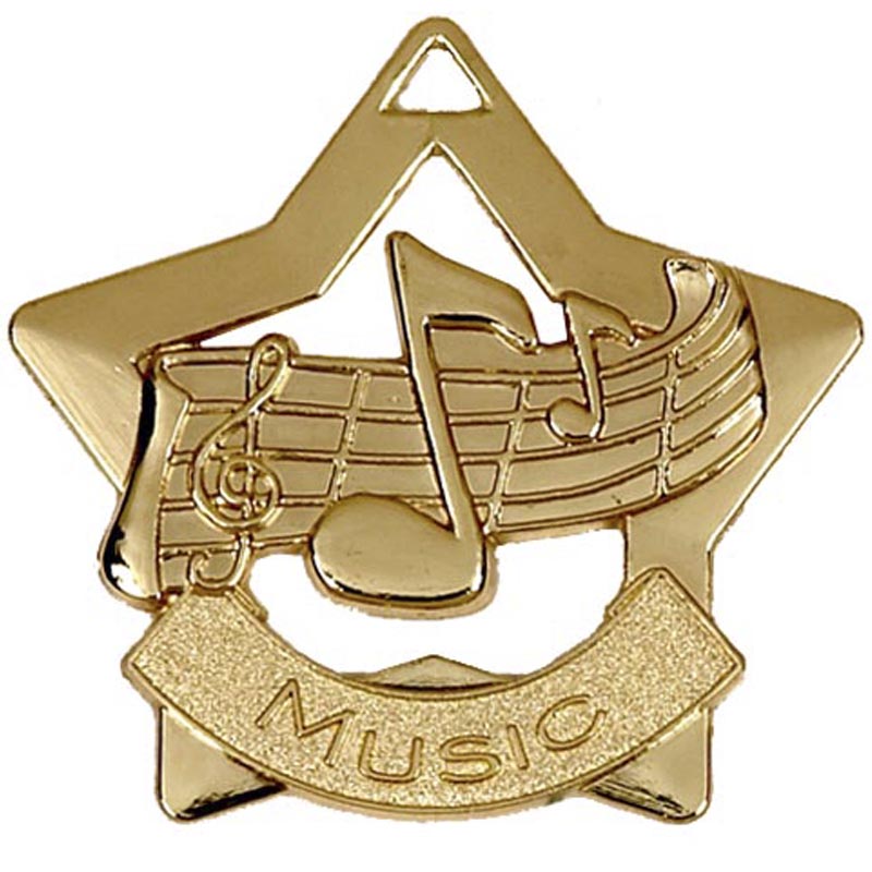 Gold Music Mini Star Medal 5.5cm