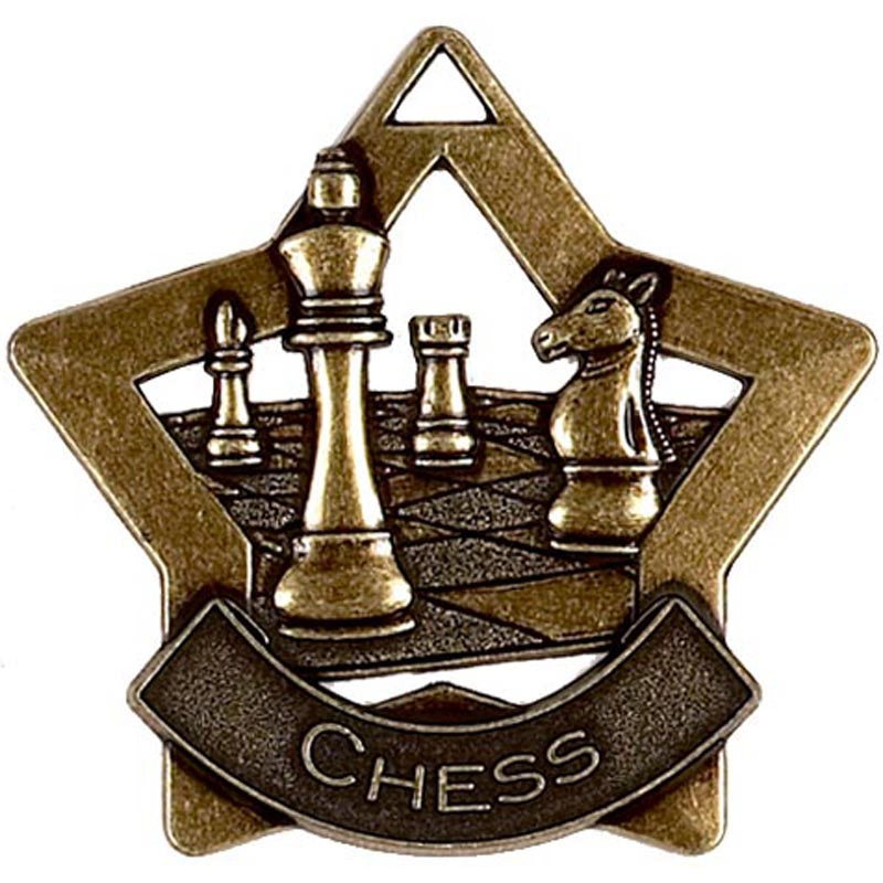 Bronze Chess Mini Star Medal 5.5cm