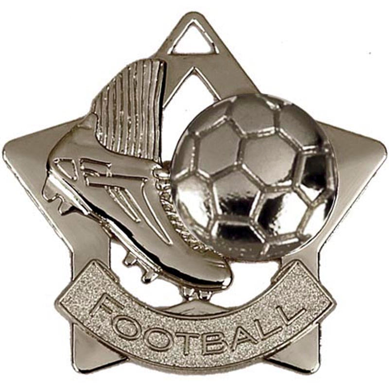 Silver Football Mini Star Medal 5.5cm