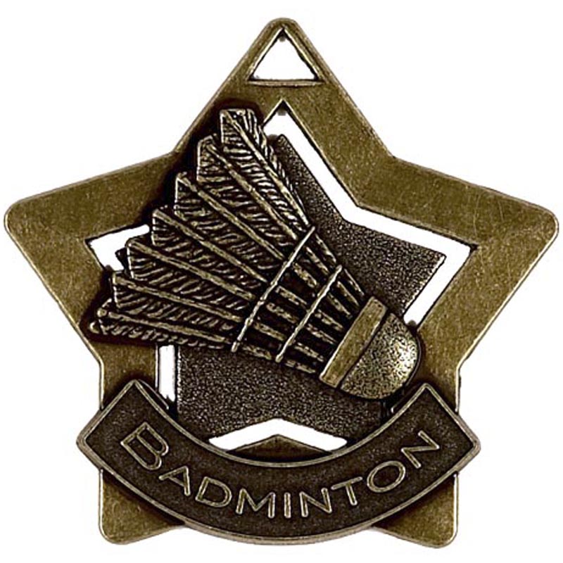 Bronze Badminton Mini Star Medal 5.5cm