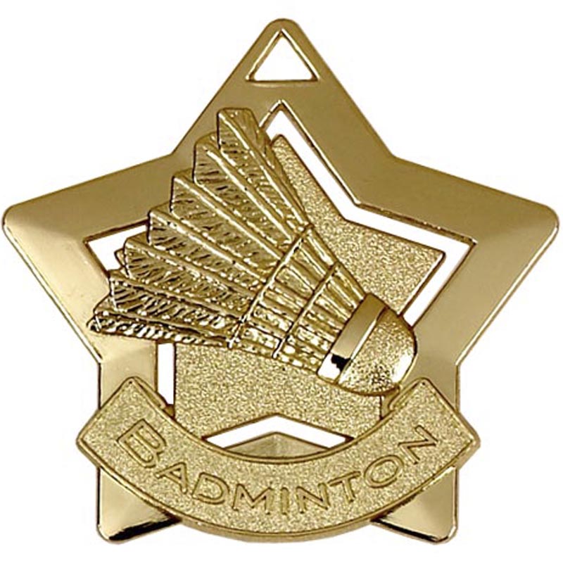Gold Badminton Mini Star Medal 5.5cm