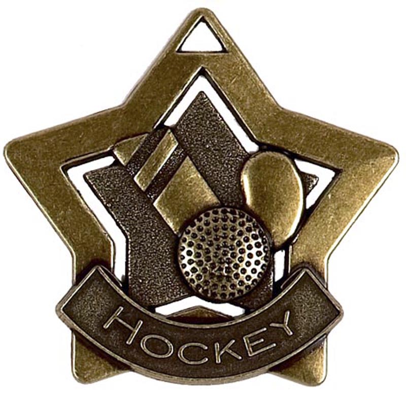 bronze hockey mini star medal 5 5cm