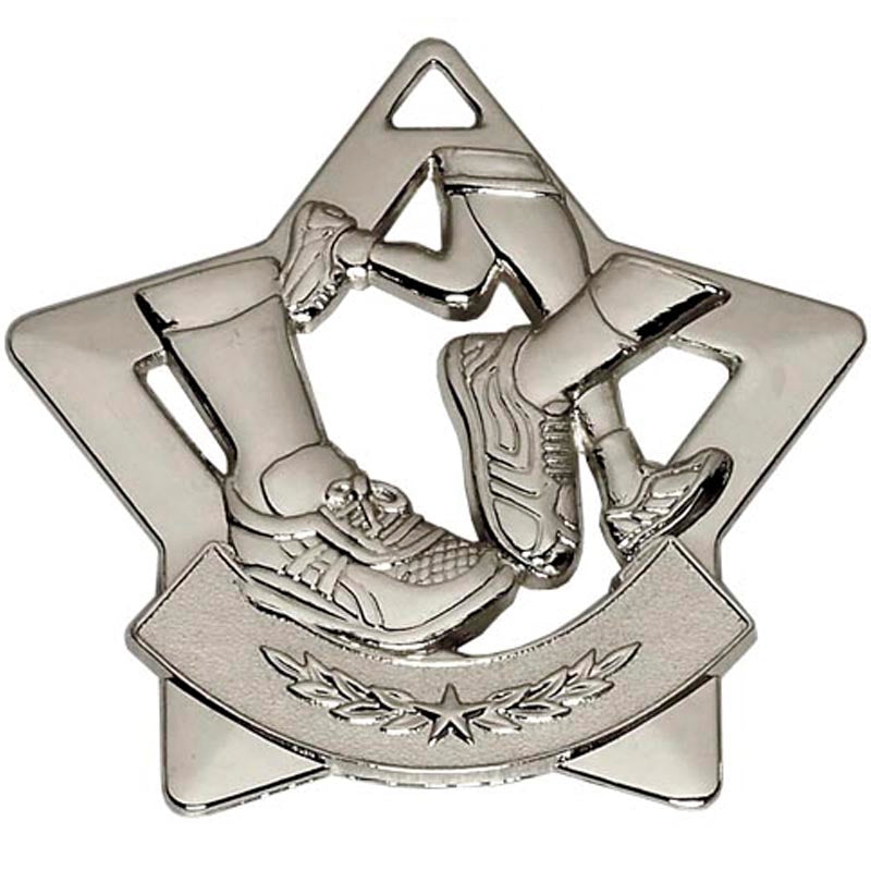 Silver Running Mini Star Medal 5.5cm