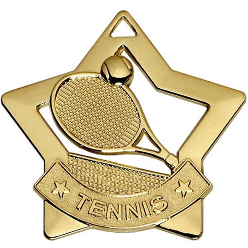 Gold Tennis Mini Star Medal 5.5cm