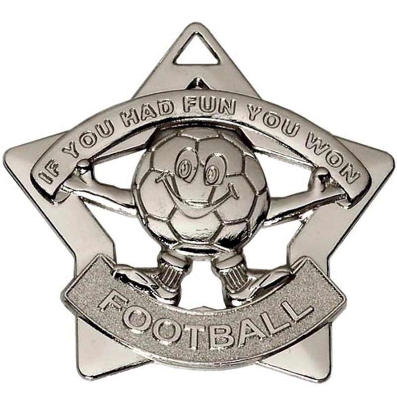 Silver Football Mini Star Team Medal 5.5cm