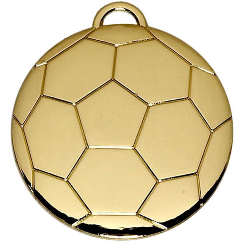 Gold Football Pattern Medal 4cm