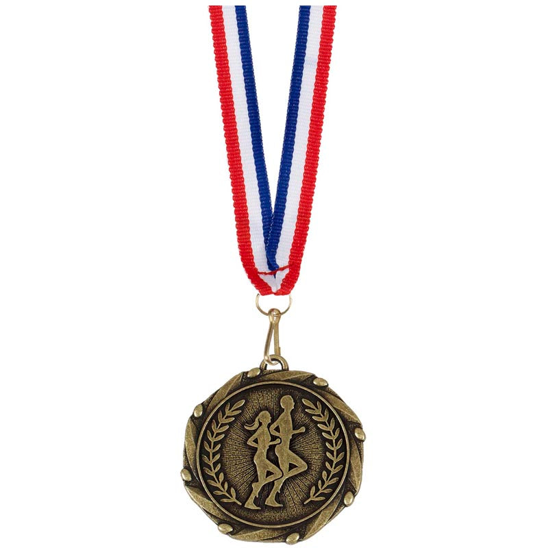 Running Medal Unisex Antique Gold 4.5cm