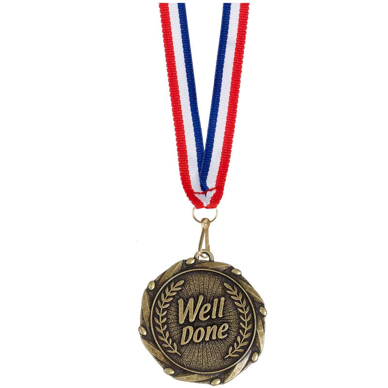Well Done Medal Antique Gold 4.5cm