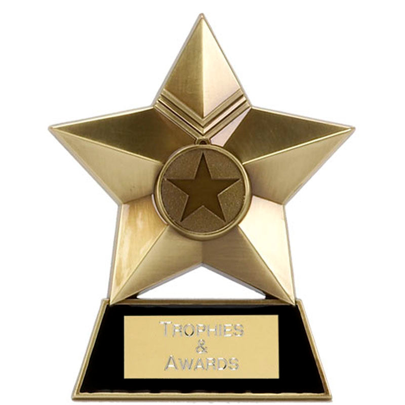 Budget Metal Plaque Awards Cast Metal Star - Gold, Silver & Bronze