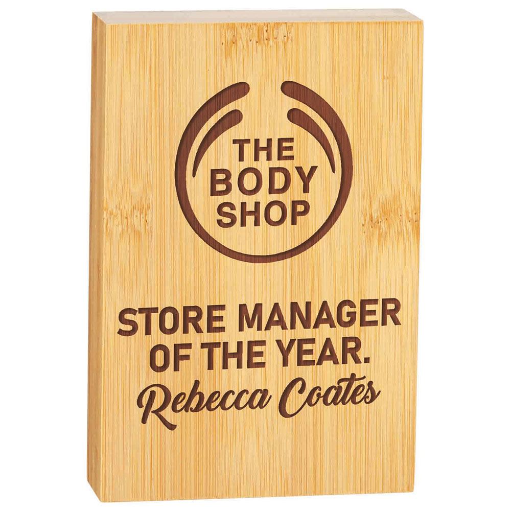 Bamboo Wooden Block Award Medium Laser Engraved