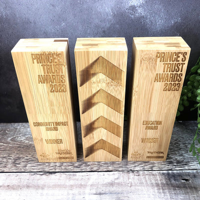 Bamboo Wooden Pillar Award - Large - Laser Engraved