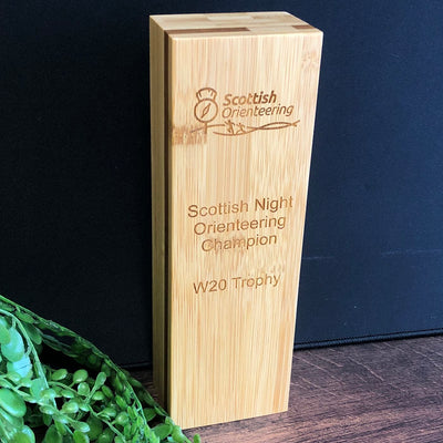 Bamboo Wooden Pillar Award - Large - Laser Engraved