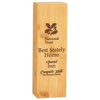 Bamboo Wooden Pillar Award - Large - Laser Engraved