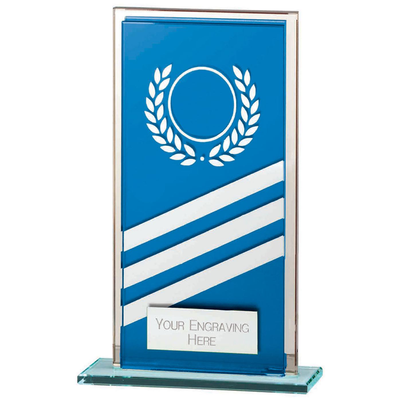 Talisman Mirror Glass Award Blue & Silver