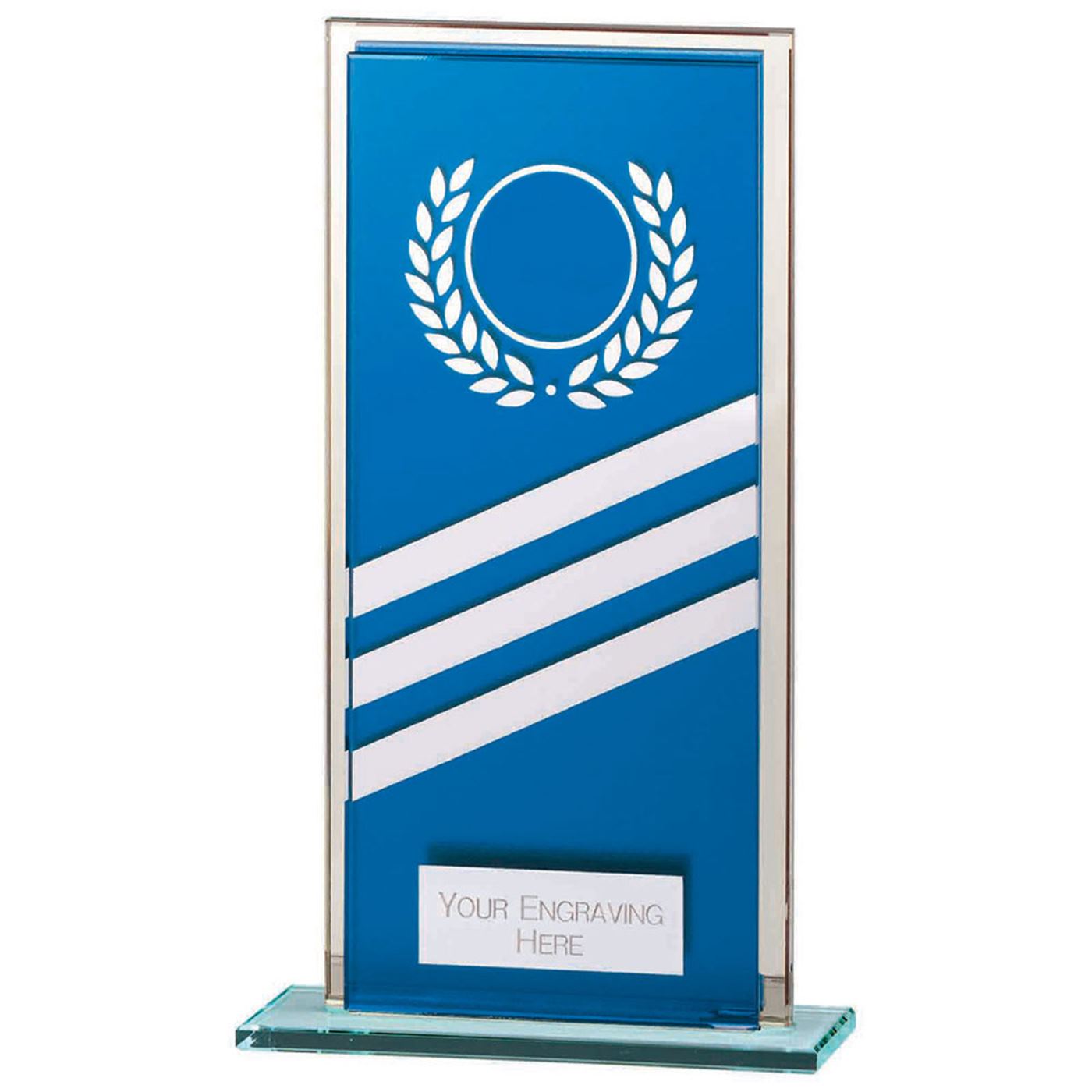 Talisman Mirror Glass Award Blue & Silver