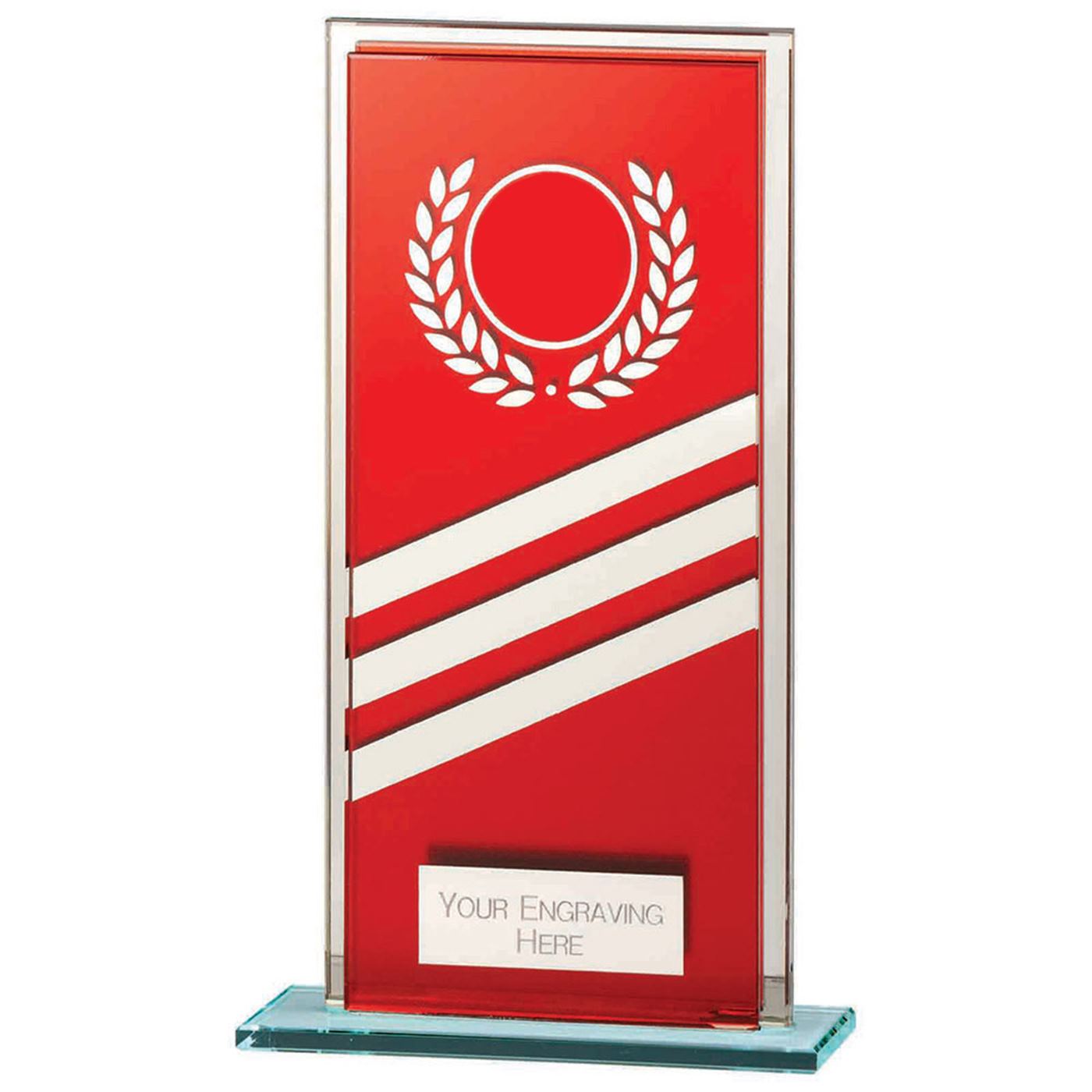 Talisman Mirror Glass Award Red & Silver