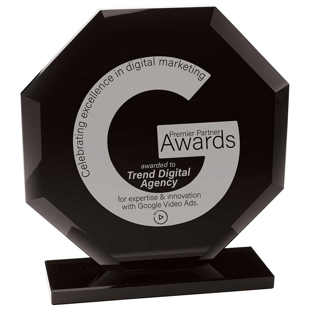 Octave Black Glass Award Trophy