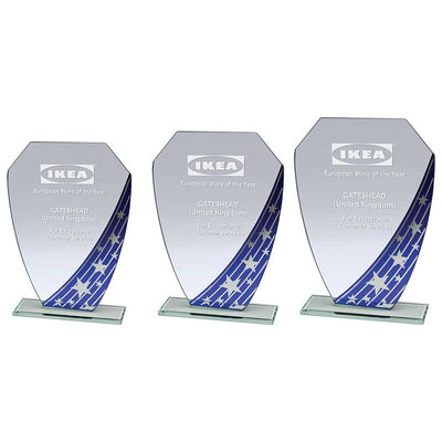 Starlight Hex Glass Award Trophy - Blue