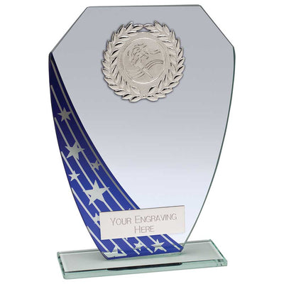 Starlight Hex Jade Glass Award Trophy - Blue