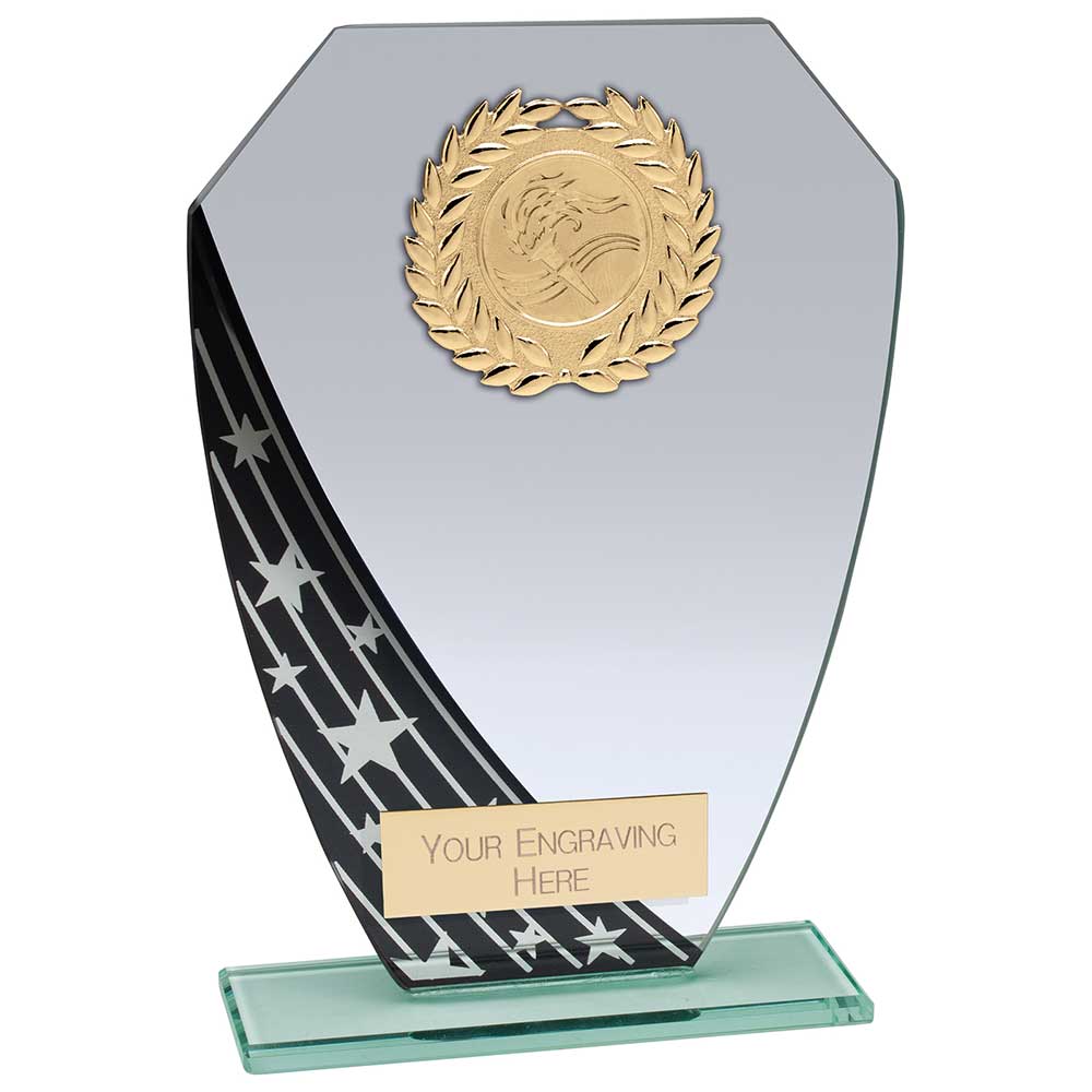 Starlight Hex Jade Glass Award Trophy- Black