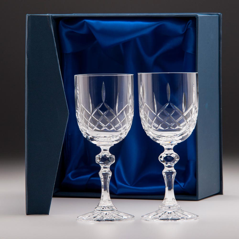 Lindisfarne Crystal Set Of 2 Wine Glasses
