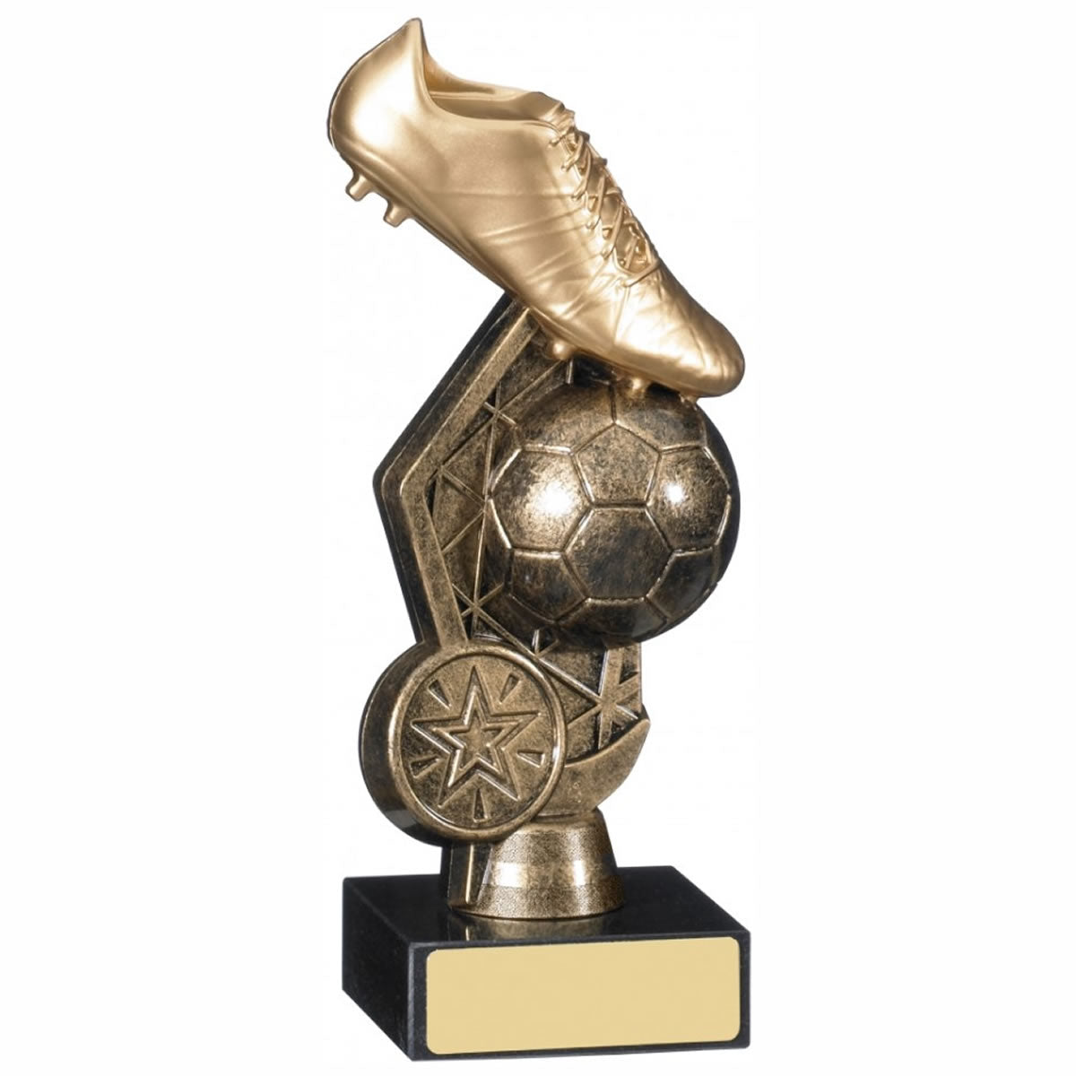 Football Gold Boot Trophy Team Awards in Antique Gold - Pack of 15