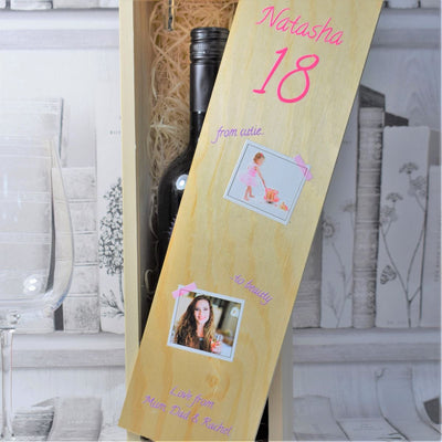 Personalised Printed Photo Wine Wooden Box - Birthday Gift