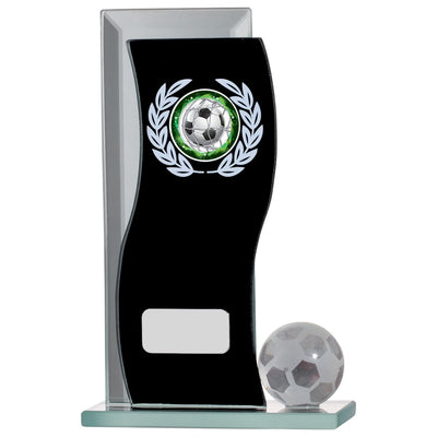 Glass Football Trophy Black Mirror Glass Award