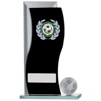 Glass Football Trophy Black Mirror Glass Award