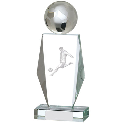Football Trophy Glass Footballer and Ball