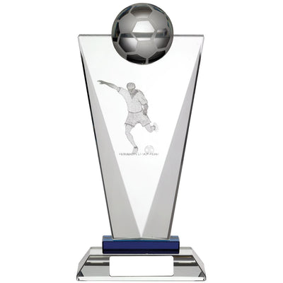 Glass Football Trophy Pinnacle 3D Footballer Award