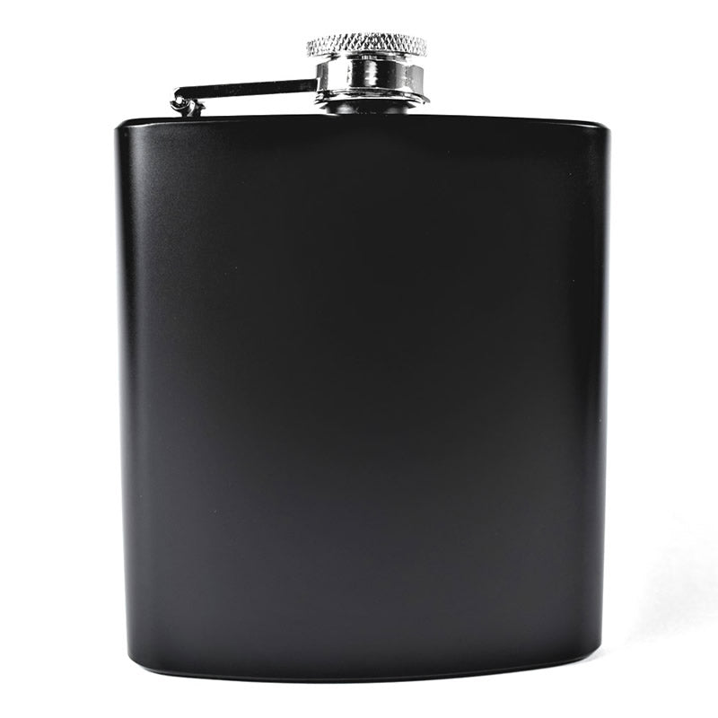 6oz steel black hip flask funnel gift set