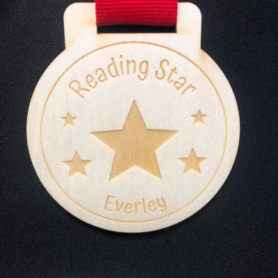 Personalised Children's Achievement Reading Wooden Medal