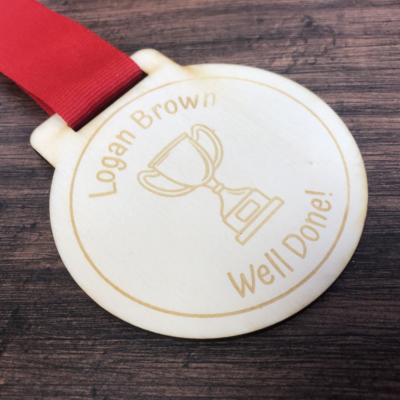 Personalised Trophy Cup Wooden Medal