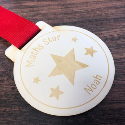 Personalised Children's Achievement Maths Wooden Medal