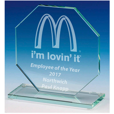 broad octagon jade glass trophy award